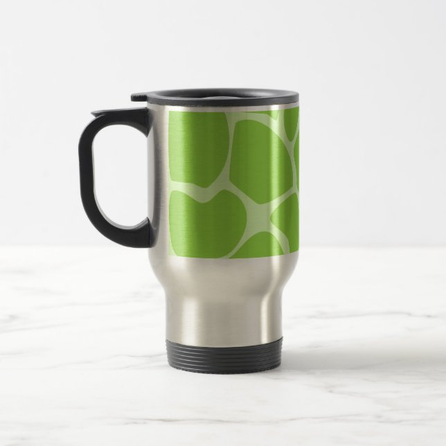 Giraffe Print Pattern in Lime Green. Travel Mug (Left)