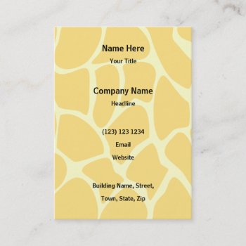 Giraffe Print Pattern In Yellow. Business Card by Graphics_By_Metarla at Zazzle