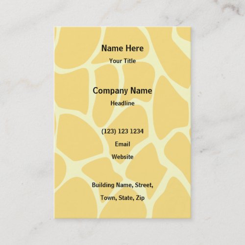 Giraffe Print Pattern in Yellow. Business Card