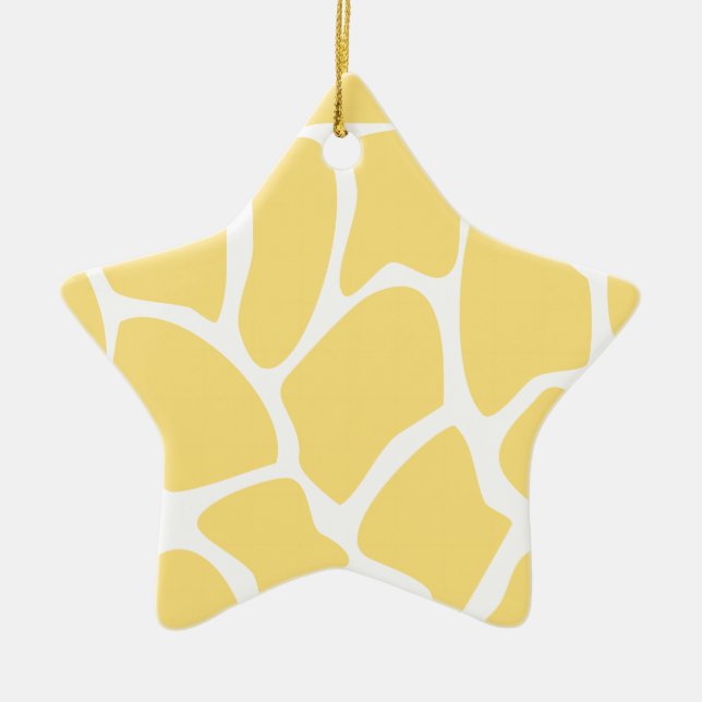 Giraffe Print Pattern in Yellow. Ceramic Ornament (Front)