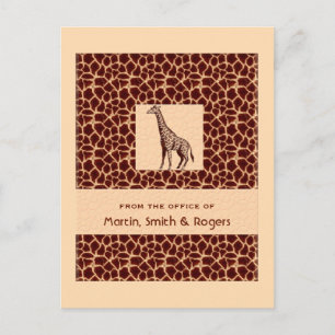 Giraffe Print Personalized Business Postcard