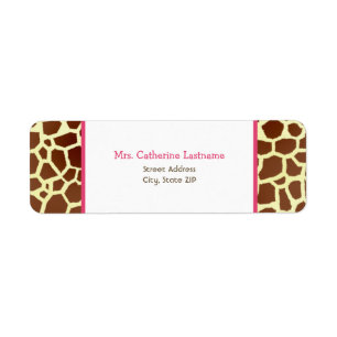 Giraffe Print & Pink Address Label Sticker