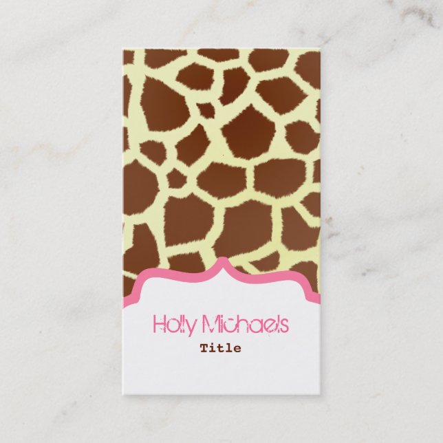 Giraffe Print & Pink Business Card (Front)