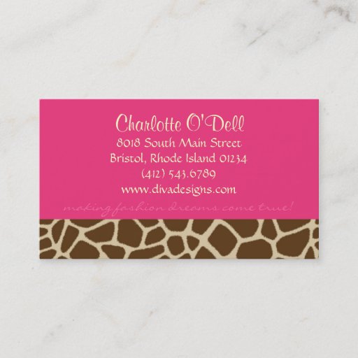 Customizable giraffe print pink business card templates