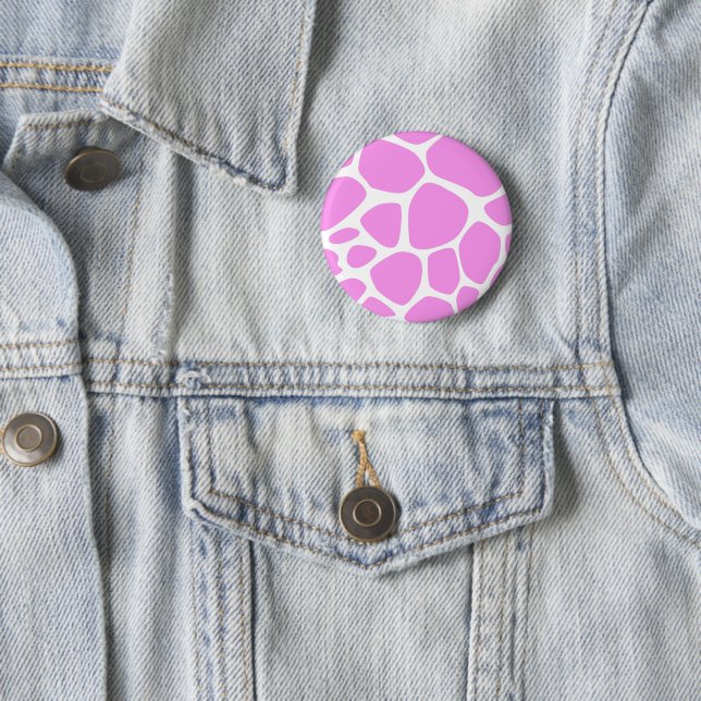 Giraffe Print, Pink Giraffe, Animal Print, Jungle Button (In Situ)