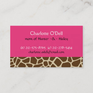 giraffe print pink mommy card