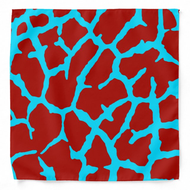 Giraffe Print Red Cyan Bandana (Front)