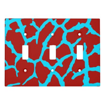 Giraffe Print Red Cyan Light Switch Cover by BlakCircleGirl at Zazzle
