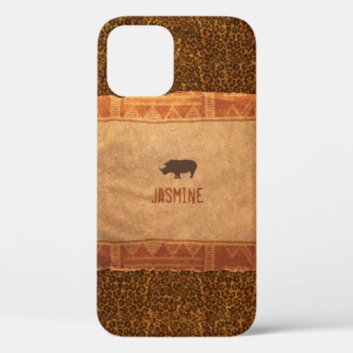 Giraffe Print Rhino African Theme iPhone 12 Case