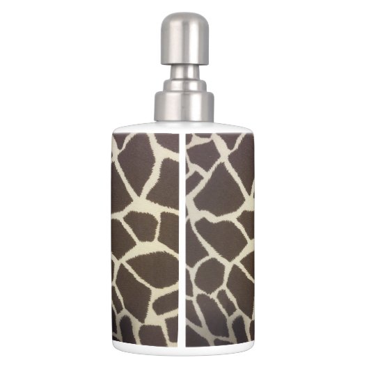 Giraffe print soap dispenser toothbrush holder set (Back)