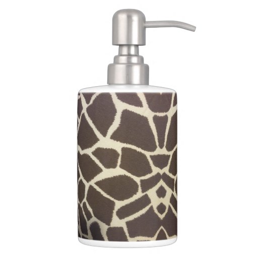 Giraffe print soap dispenser toothbrush holder set Zazzle