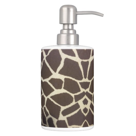 Giraffe print soap dispenser toothbrush holder set (Right)