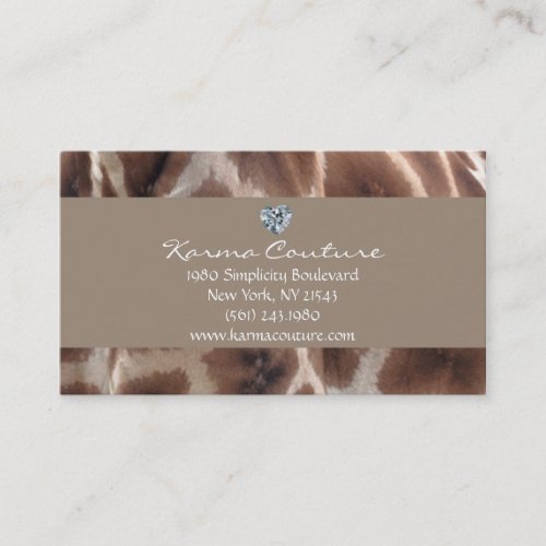 giraffe print w/ heart shaped diamond business card template