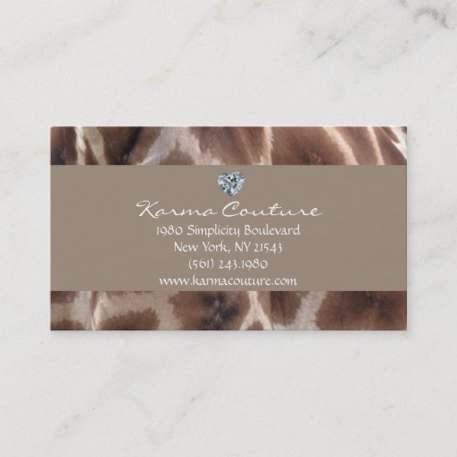 Customizable giraffe print w/ heart shaped diamond business card template