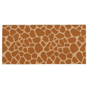 Giraffe Print Wood USB Drive