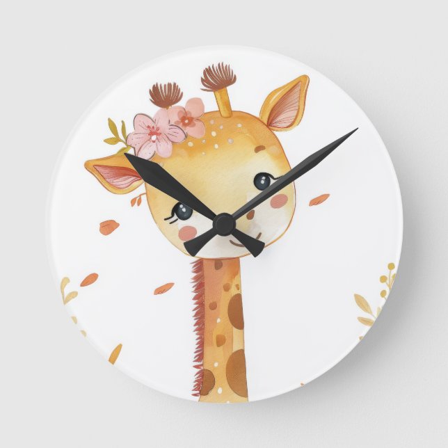 Giraffe Print Wooden Desk Clock (Front)