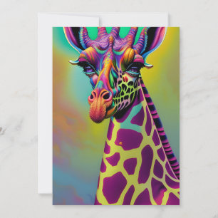 Giraffe Psychedelic Fantasy Character Portrait Invitation