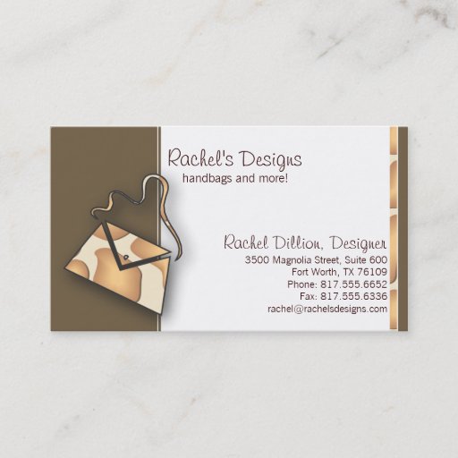Customizable Giraffe Purse Business Cards