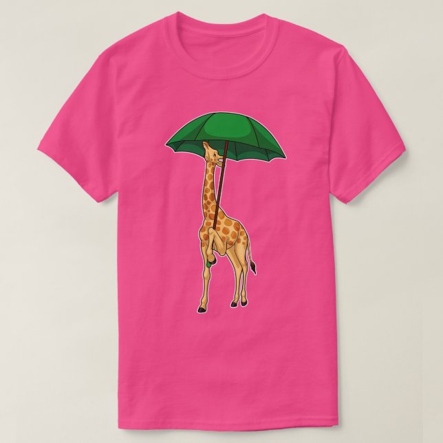 Giraffe Raining Umbrella T-Shirt (Design Front)