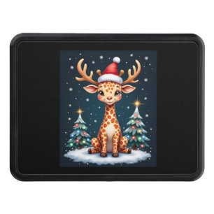 Giraffe Reindeer Hat Santa Christmas Tree Funny Xm Hitch Cover