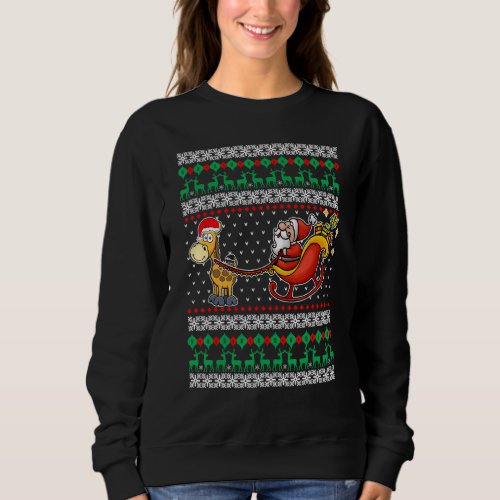 Giraffe Reindeer Santa Claus UGLY Christmas Pajama Sweatshirt