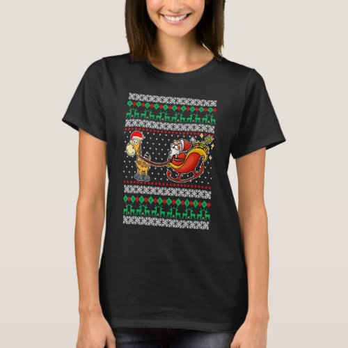 Giraffe Reindeer Santa Claus UGLY Christmas Pajama T_Shirt
