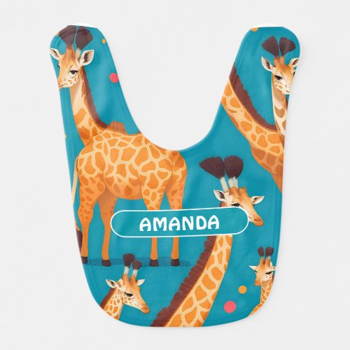 Giraffe Retro Colorful Personalized Pattern Baby Bib