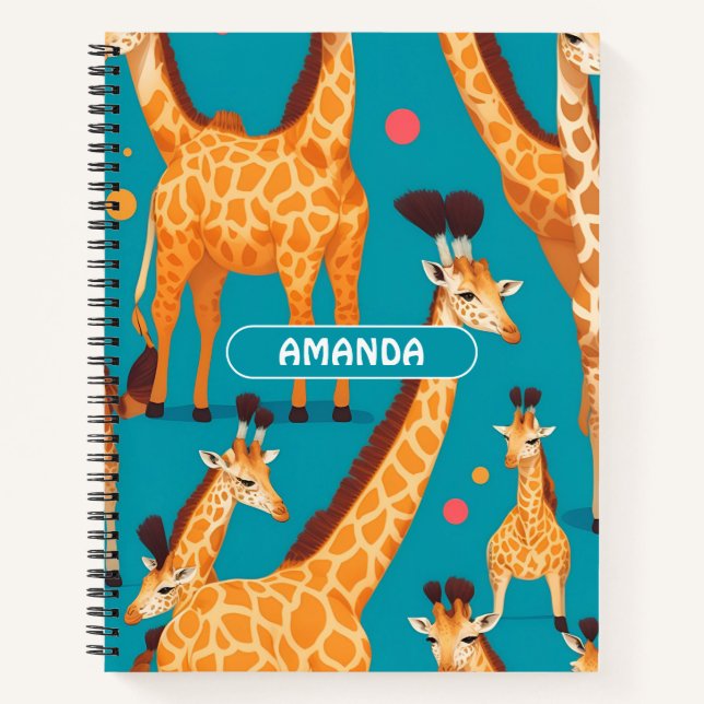 Giraffe Retro Colorful Personalized Pattern Notebook (Front)