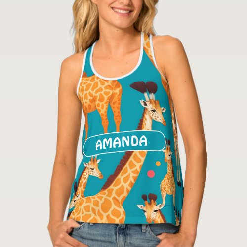 Giraffe Retro Colorful Personalized Pattern Tank Top