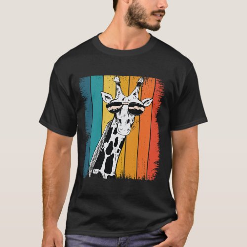 Giraffe Retro Sunglasses Animal Lover Humor Funny  T_Shirt