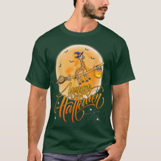 Giraffe Ride Witch Shot Moon Vintage Giraffe Hallo T-Shirt