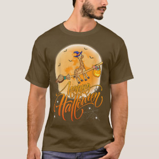 Giraffe Ride Witch Shot Moon Vintage Giraffe Hallo T-Shirt