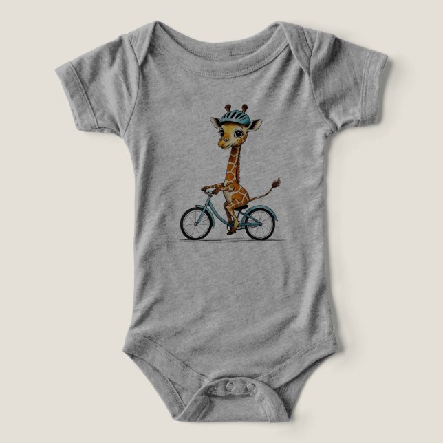 Giraffe Riding a Bicycle – Hand-Drawn Pencil Art Infant T-shirt (Design Front)