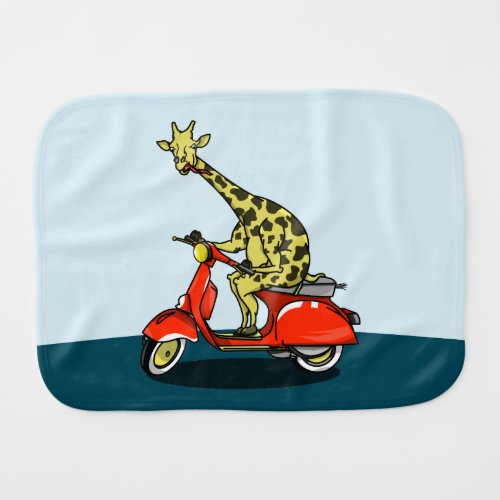 Giraffe riding a motorcycle motorbike baby burp cloth