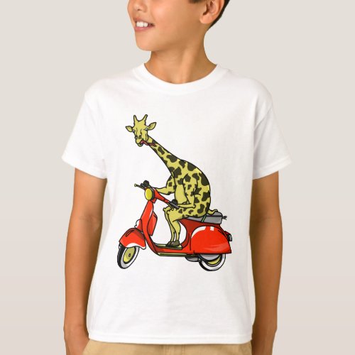 Giraffe riding a motorcycle motorbike T_Shirt