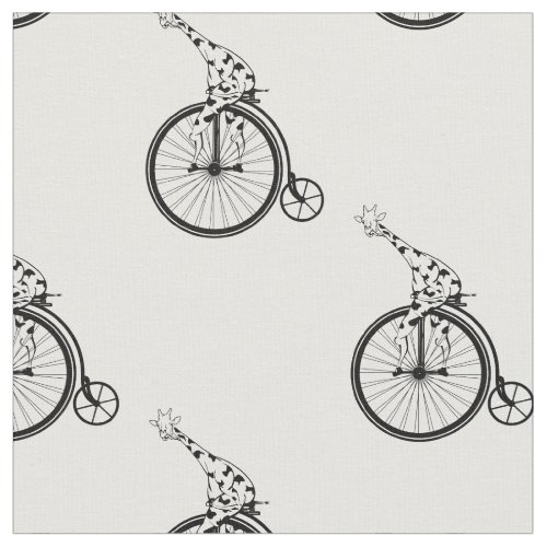 Giraffe riding a penny farthing bike fabric