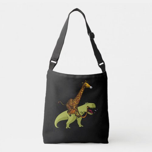 Giraffe Riding T_Rex Dinosaur Funny Animals Crossbody Bag