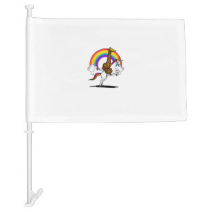 Giraffe Riding Unicorn Magical Rainbow Funny Boys Car Flag