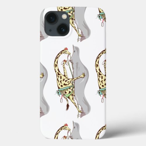 Giraffe Rock climbing iPhone 13 Case