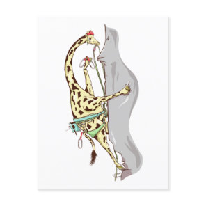 Giraffe Rock climbing Postcard