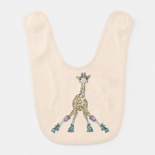giraffe roller skate baby bib