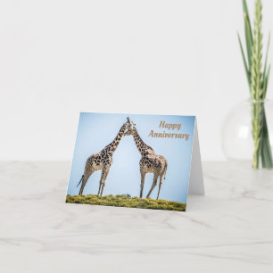 Giraffe Romantic Couple Happy Anniversary Card