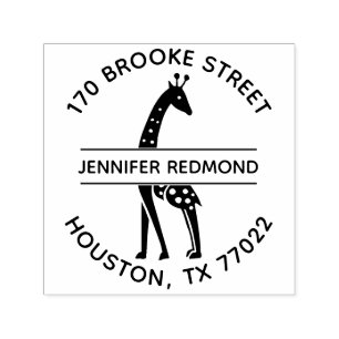 Giraffe Round Return Address Stamp Self Inking