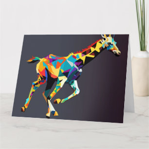 Giraffe running pop art Letterpress Thank You Card