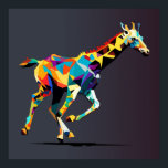 Giraffe running pop art poster<br><div class="desc">Giraffe running drawn using WPAP art style, pop art, illustration</div>