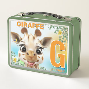 Giraffe Safari Alphabet Kids Metal Lunch Box