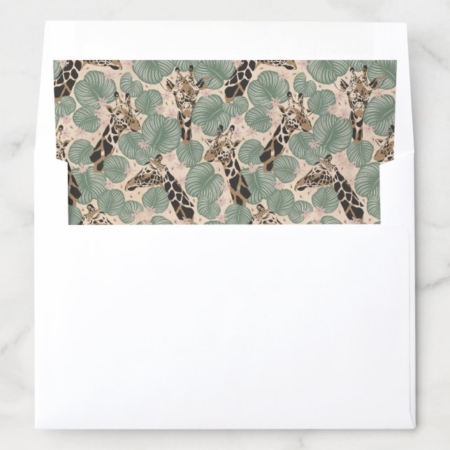 Giraffe Safari Animal Botanical Patterned Envelope Liner (In Envelope)