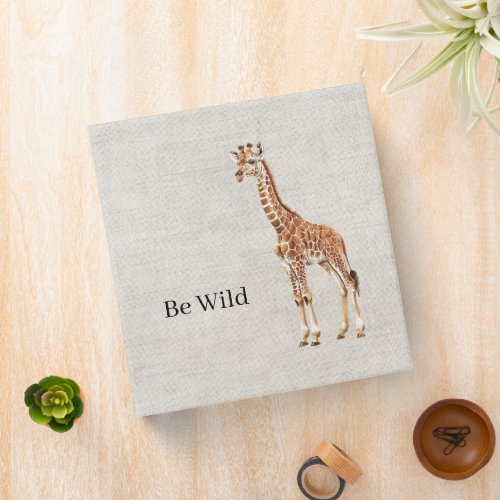 Giraffe Safari Animal Faux Linen 3 Ring Binder