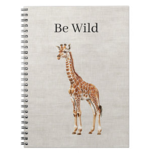 Giraffe Safari Animal Faux Linen Notebook