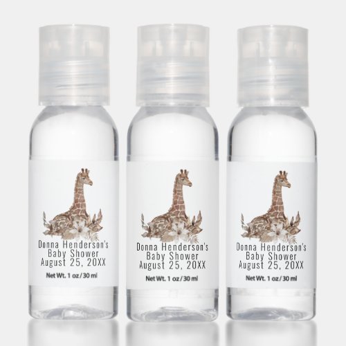 Giraffe Safari Animal Gender Neutral Baby Shower Hand Sanitizer